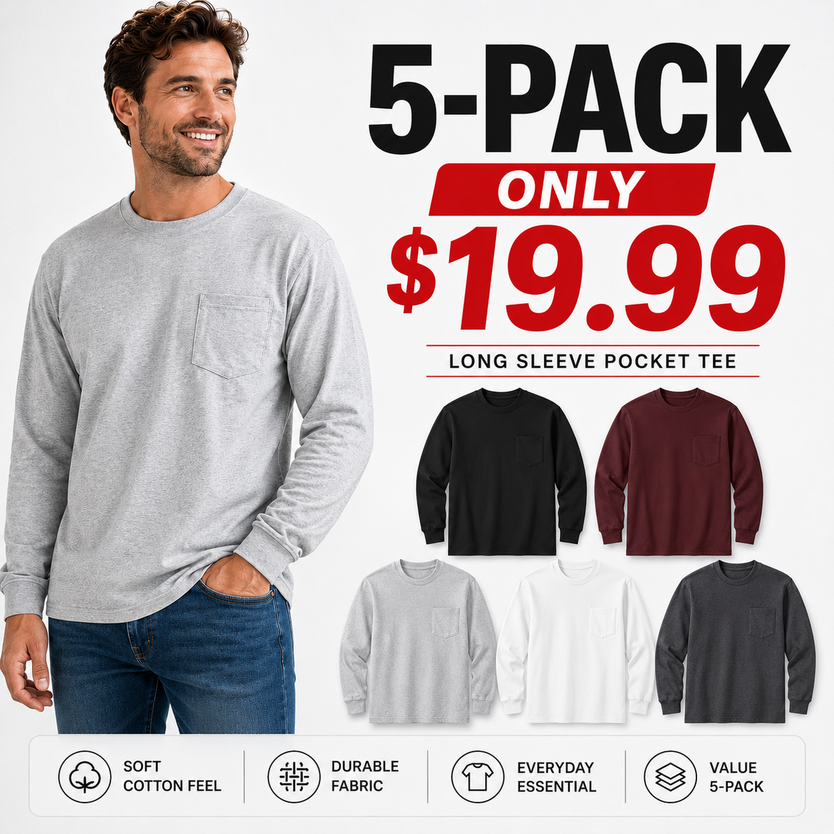 Minimal Relaxed Fit Solid Men's T-Shirt, Soft Skin-friendly
