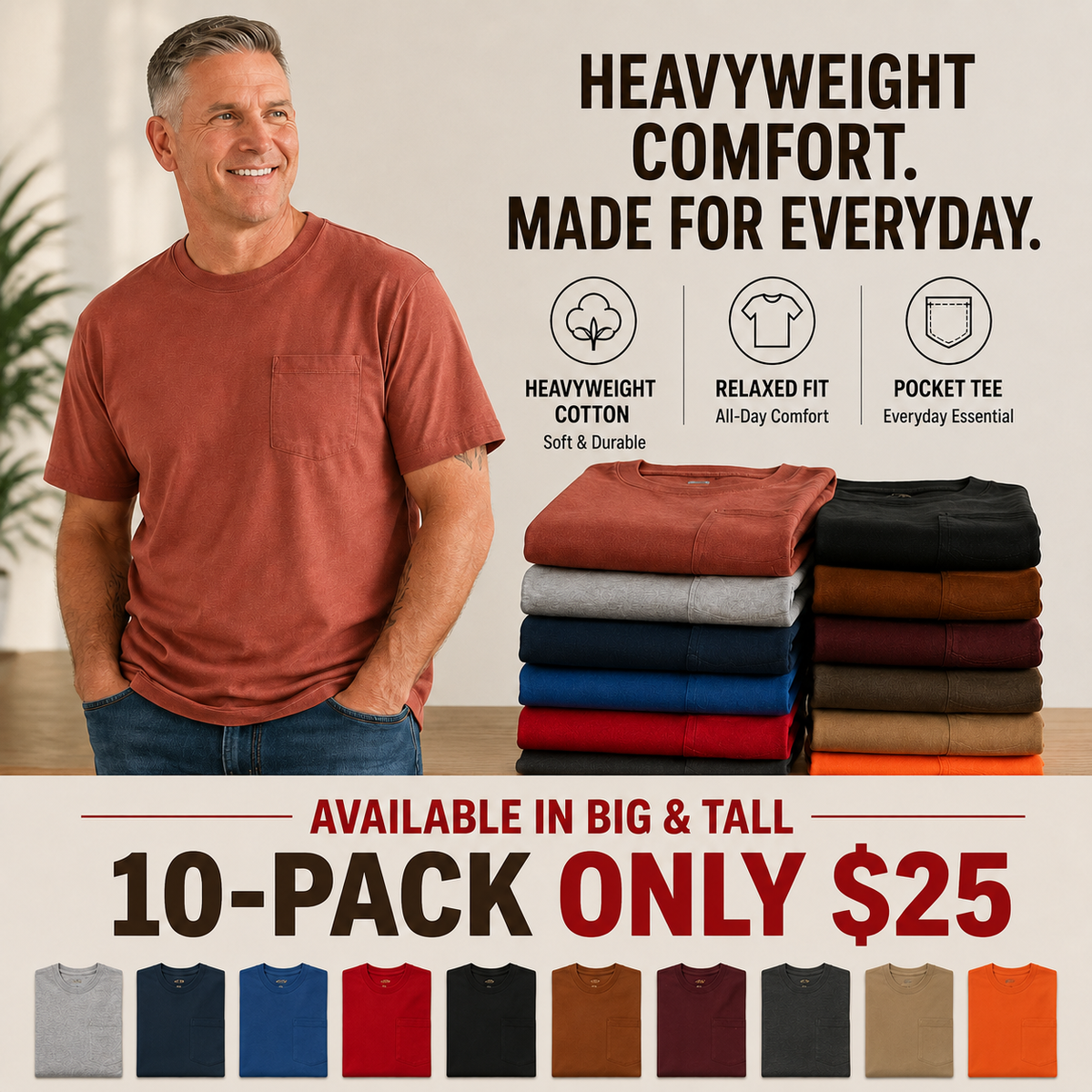Minimal Relaxed Fit Solid Men's T-Shirt, Soft Skin-friendly