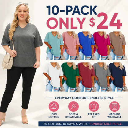 Ladies Oversized Short Sleeve Blouse Lightweight Crew Neck Casual Summer T‑Shirt