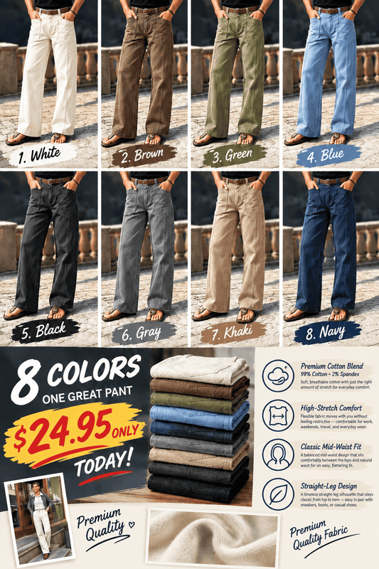 🔥 Last Day to Save: Mid-Rise Straight-Leg Pants with Patch Pockets