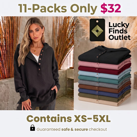 Women’s Oversized Ribbed Button-Up Hoodie Pullover