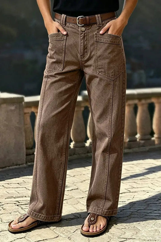 🔥 Last Day to Save: Mid-Rise Straight-Leg Pants with Patch Pockets