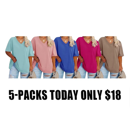 Ladies Oversized Short Sleeve Blouse Lightweight Crew Neck Casual Summer T‑Shirt