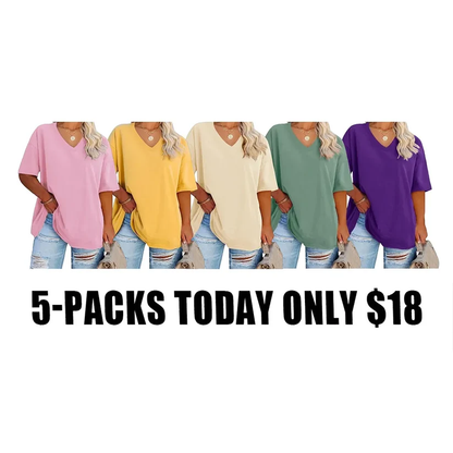 Ladies Oversized Short Sleeve Blouse Lightweight Crew Neck Casual Summer T‑Shirt