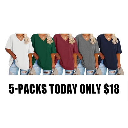 Ladies Oversized Short Sleeve Blouse Lightweight Crew Neck Casual Summer T‑Shirt